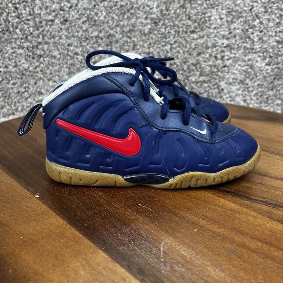 Size 9C Nike Little Posite Pro Blue Void University Red USA 843769-405 TD Shoes - Picture 1 of 9